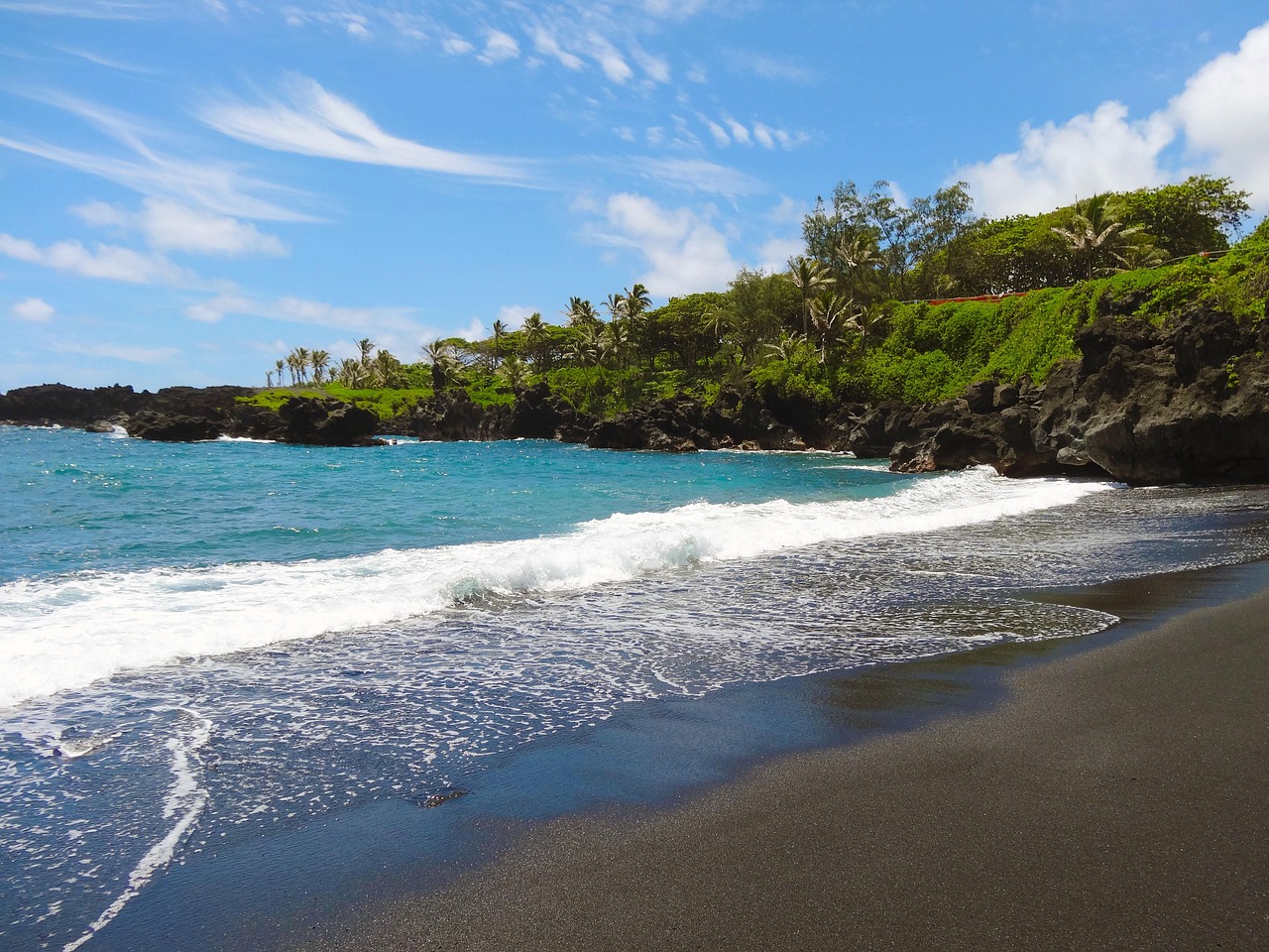 Maui black sand beach
