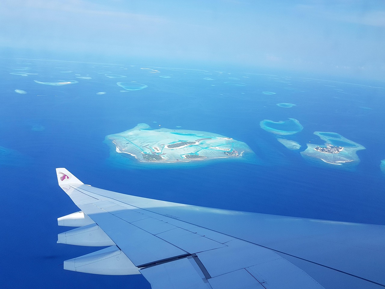 flight over the Maldives